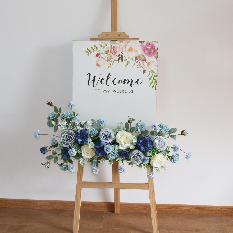 花艺婚礼迎宾结婚订婚商务指引指示牌水牌仿真婚庆绢花