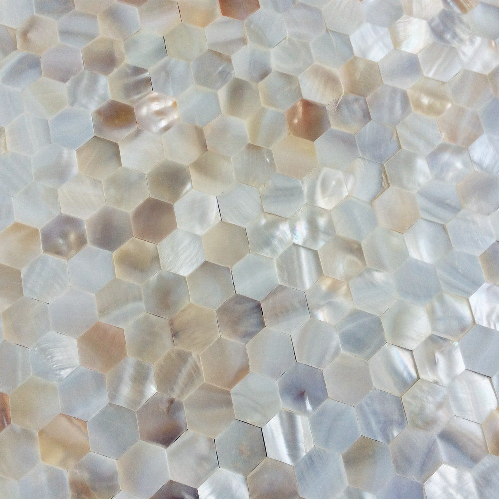 澳菲六边形贝壳马赛克密拼网贴尺寸适用于客厅玄关马赛克