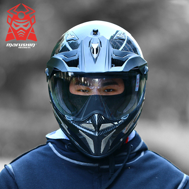 机车车网马鲁申头盔碳纤维拉力越野摩托机车骑士全覆摩托车头盔