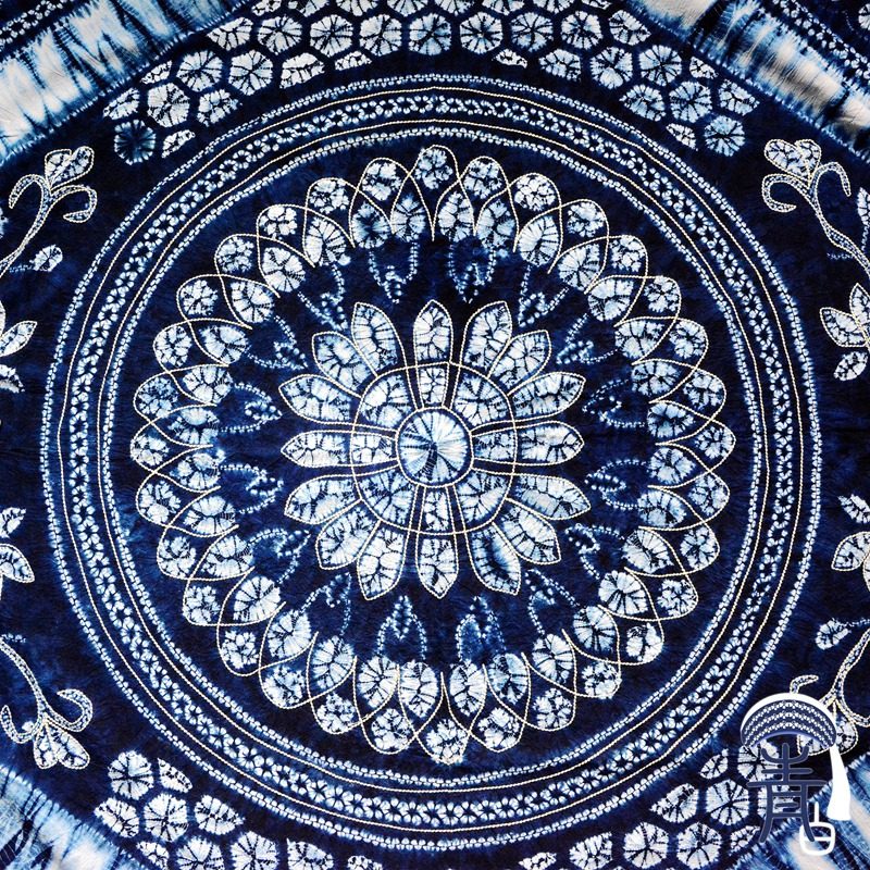 15x2餐台风花雪月床单小床桌布长方纯棉手工染坊白族扎染