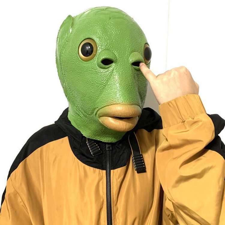 鱼头头套面具万圣节愚人节抖音网红搞怪沙雕捣乱逗具鱼人绿色派对