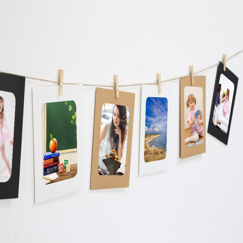 diy纸质相框挂墙简易卡纸画框照片墙6寸创意组合夹子麻绳文艺装饰