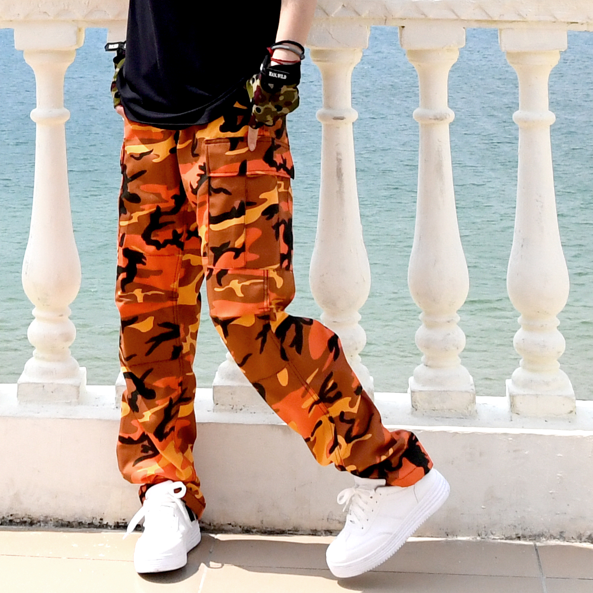 北京森林户外美国进口多袋休闲迷彩裤工装裤大码束脚宽松长裤男女