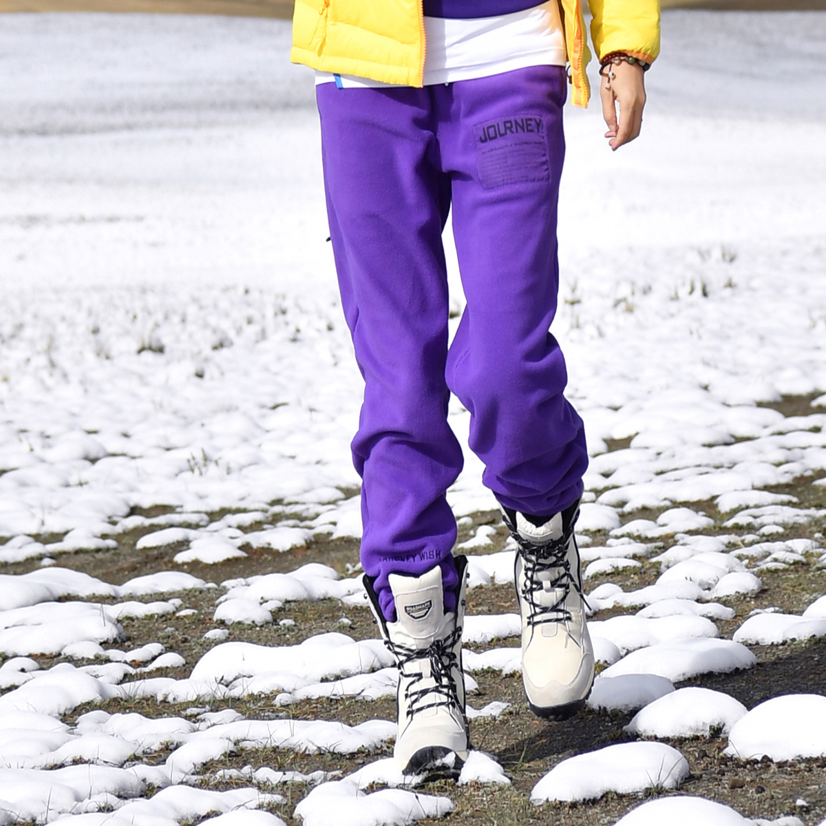 北京森林户外2022春秋新品保暖厚摇粒绒登山旅行抓绒裤加绒卫裤女