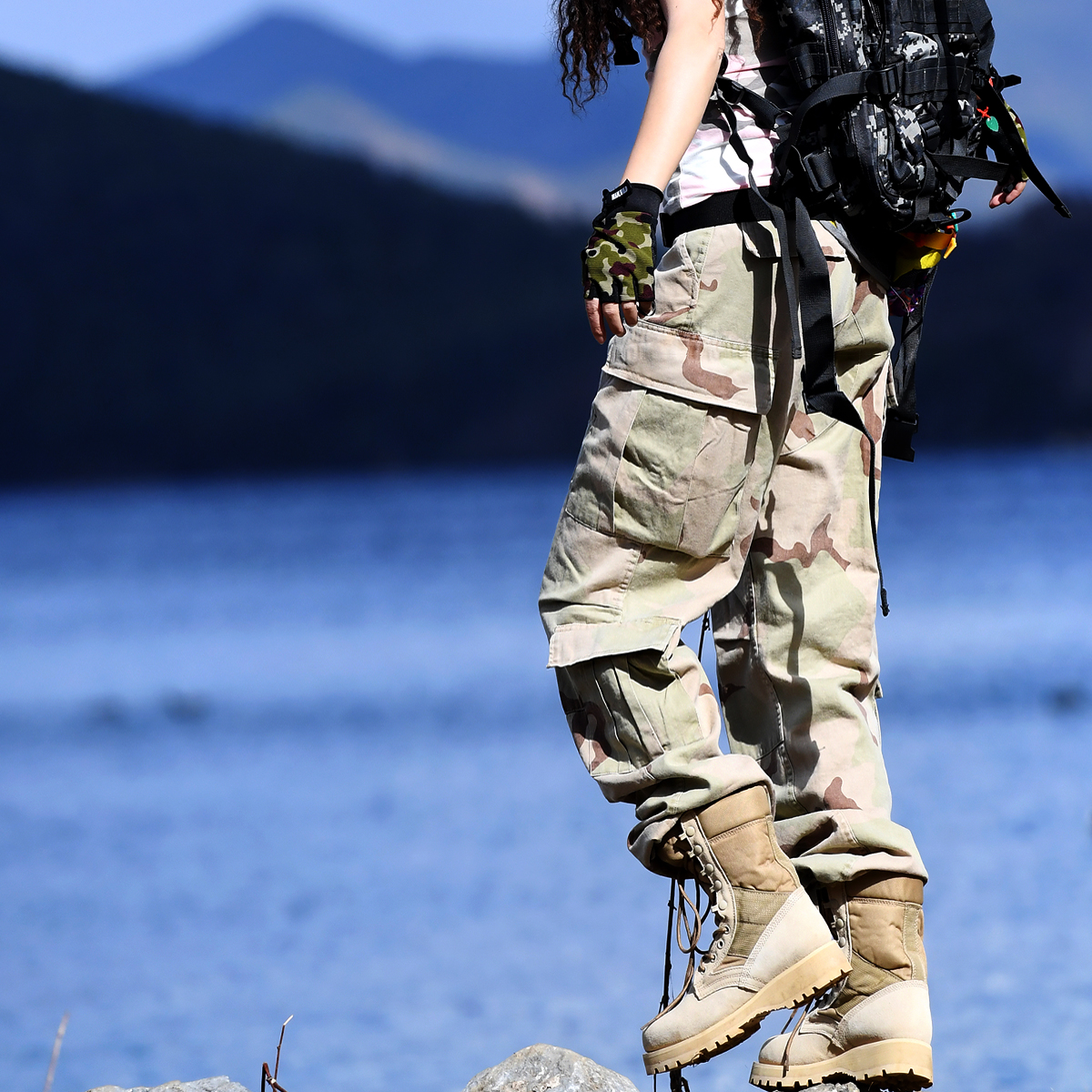 北京森林户外美国进口多袋休闲迷彩裤工装裤大码束脚宽松长裤男女