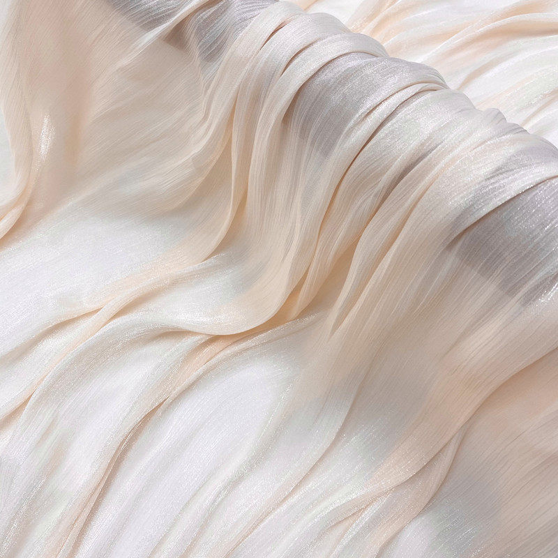 绉纱钻石闪光布料亮丝绉水波纹婚纱宋制汉服大海绵垫