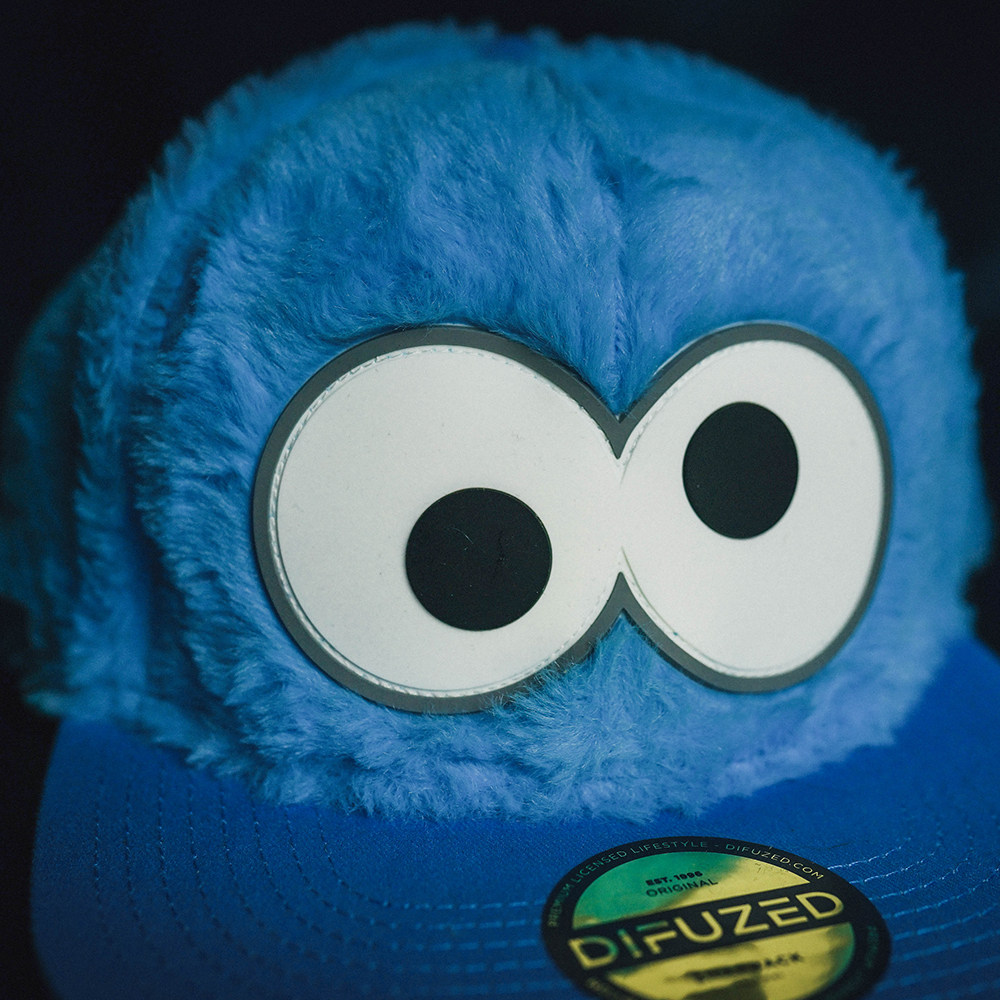 罐头芝麻街cookie曲奇怪兽sesamestreet毛绒蓝平棒球帽子