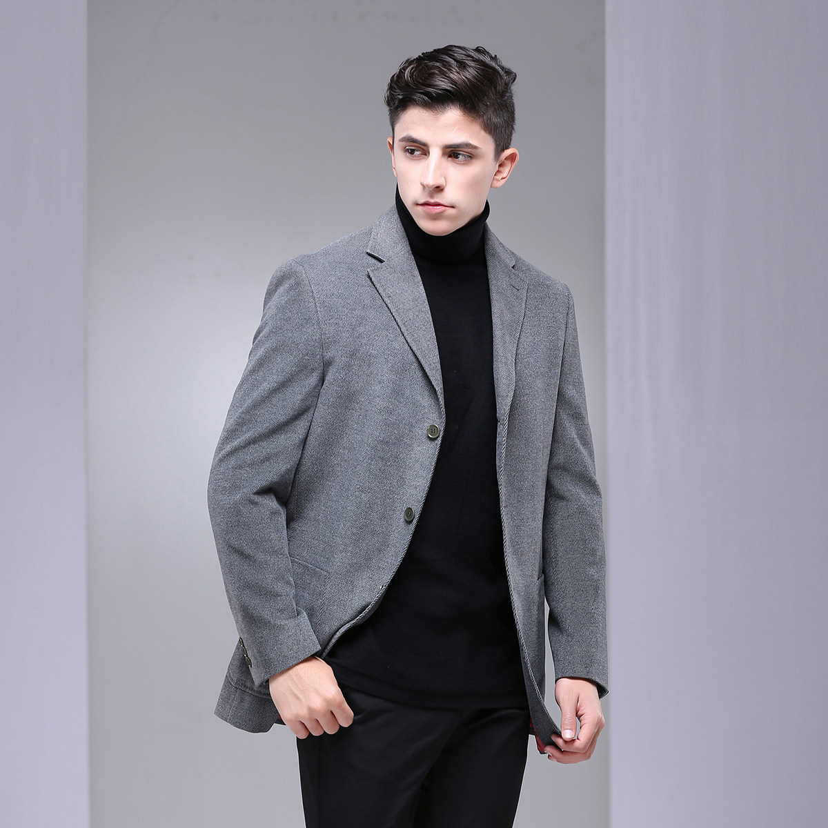 baniss邦纳斯男士灰色绅士商务休闲西服外套35890西服