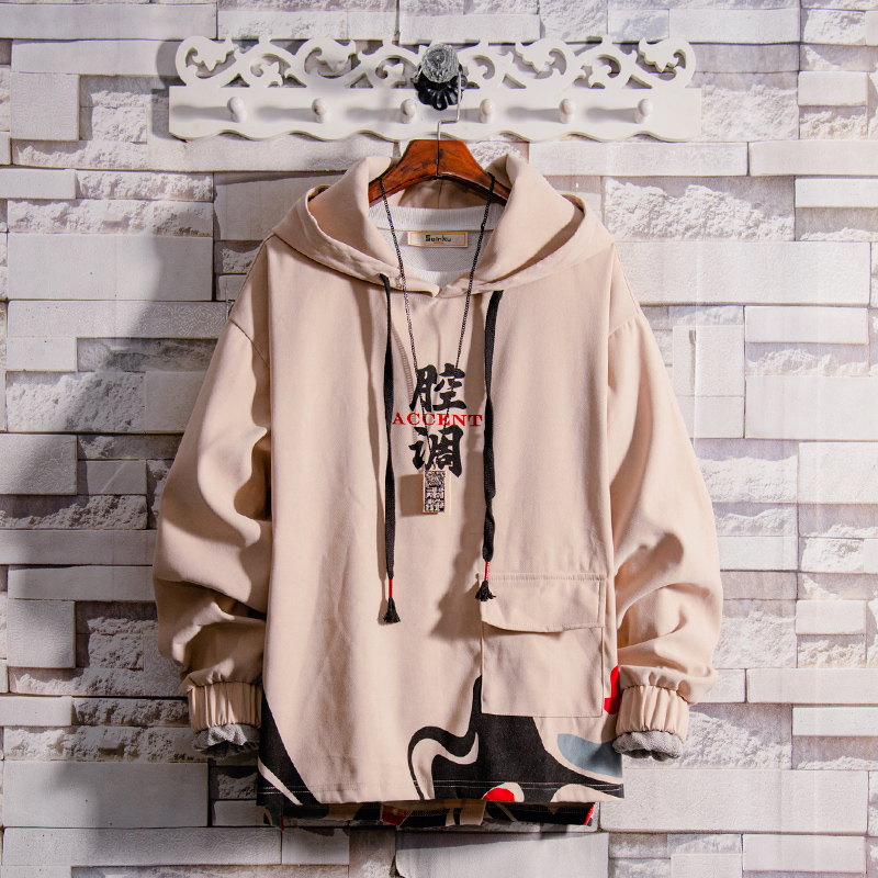 白糖玫瑰/21 腔调中国风国潮连帽卫衣男腔调青年潮流百搭长袖上衣