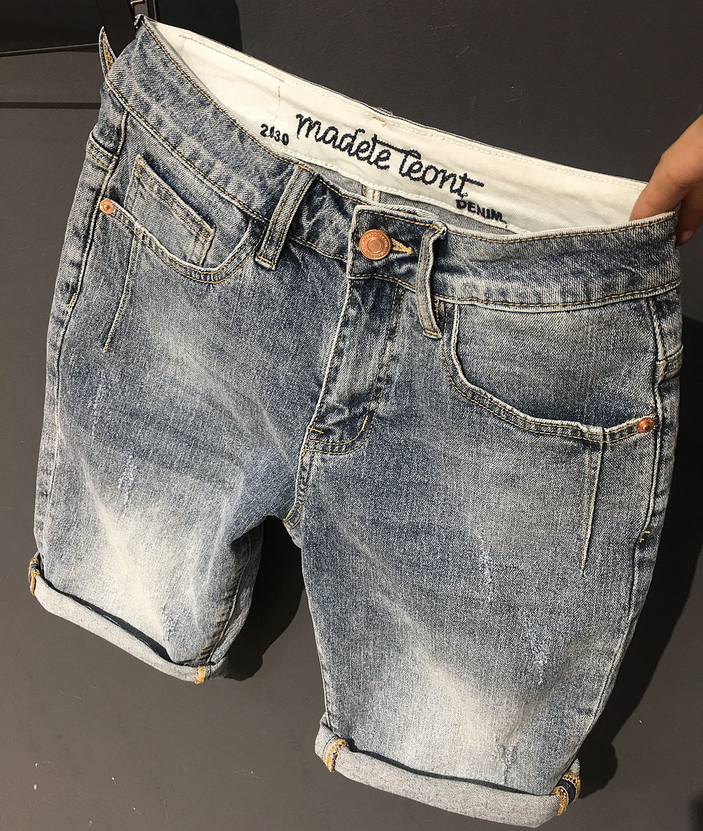 复古百搭牛仔短裤男 高端品质 夏季浅色中裤潮流修身韩版五分裤潮