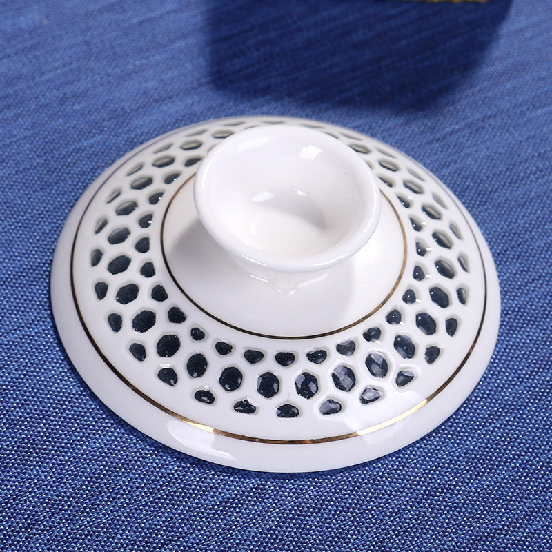 盖子茶盖玲珑镂空国色天香红色功夫功夫茶茶具青花盖碗