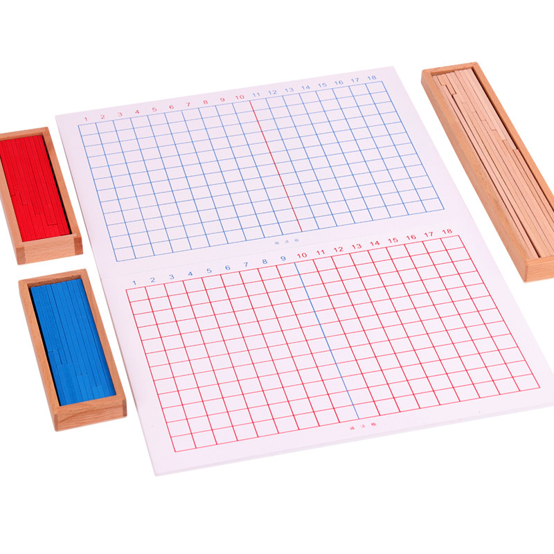 蒙氏数学学学儿童加减法教具蒙特蒙台梭利学习加法数学学习板