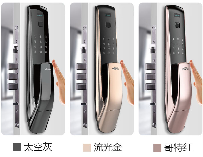 德国因特t21指纹锁 新款推拉式指纹锁 多功能四合一 自动电子反锁