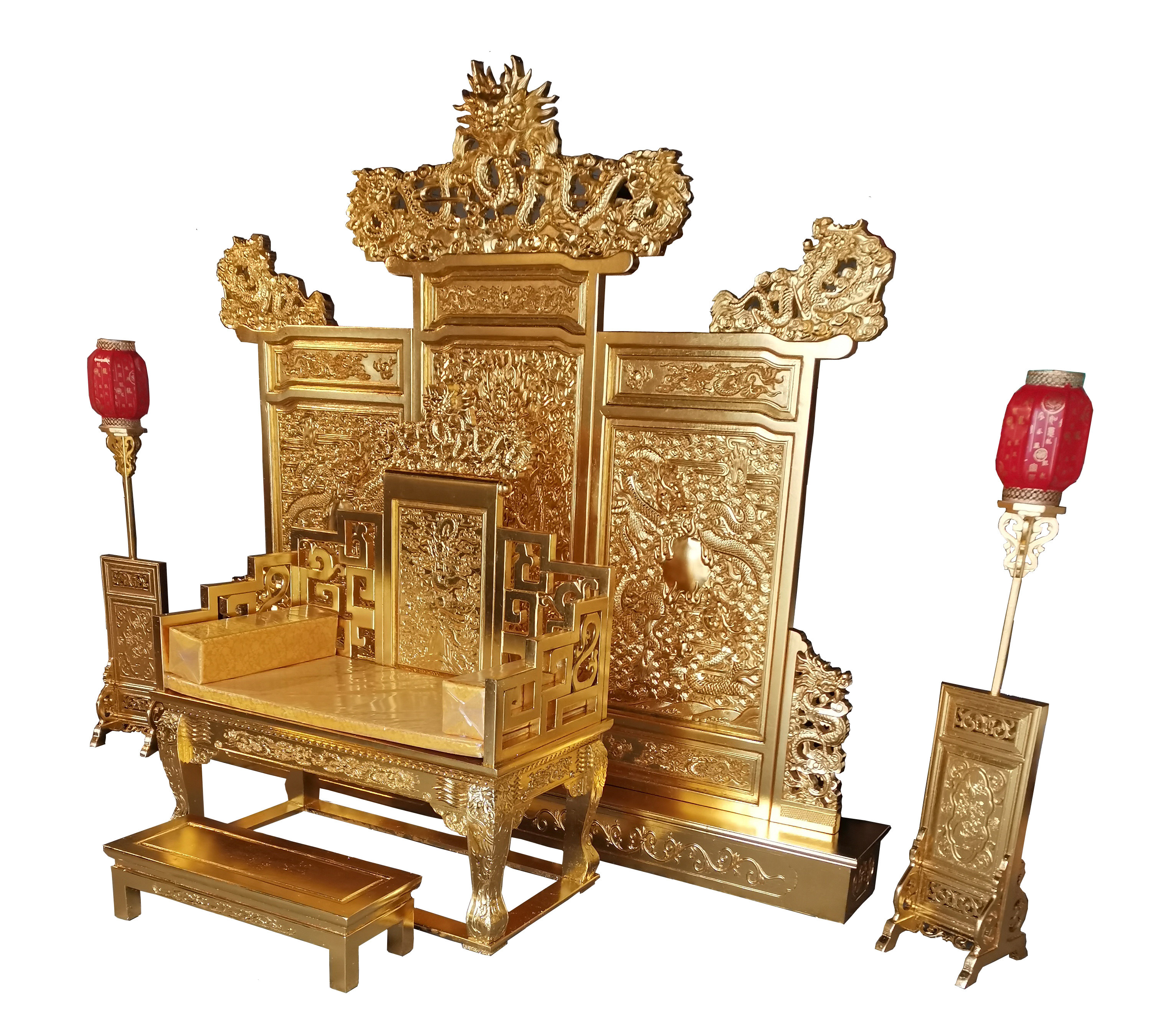 龙椅屏风明清古典帝王打禅仿古榆木宝座景区圈椅