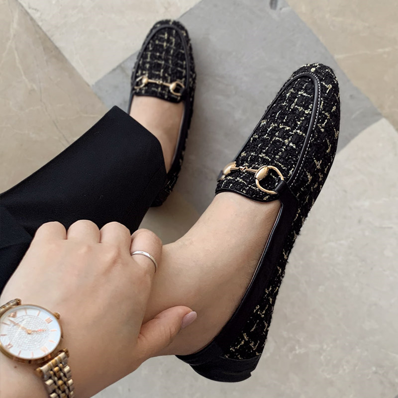 2022春秋新款小香风乐福鞋软底豆豆鞋女一脚蹬平底单鞋软底瓢鞋