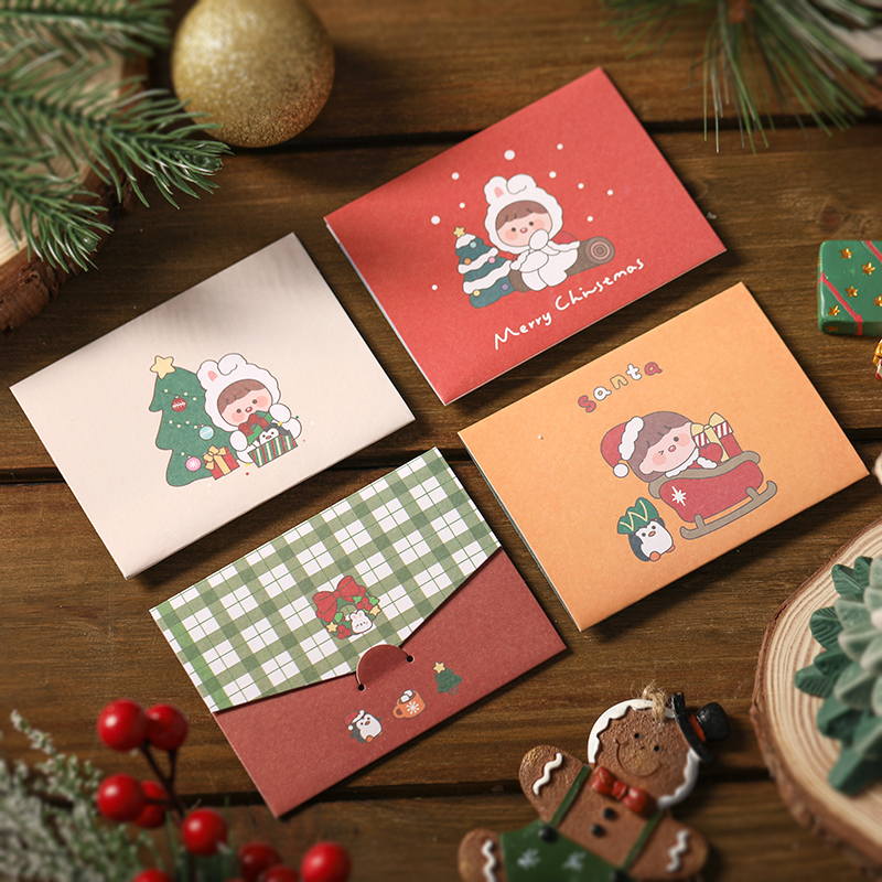 圣诞贺卡小卡礼物三折创意卡通留言手写diy装饰贺卡
