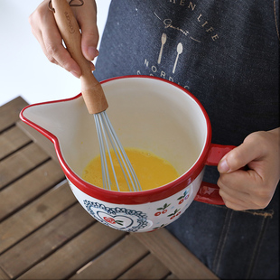 加点乐樱桃陶瓷搅拌碗家用加大号打蛋碗沙拉碗和面盆烘焙碗馅料碗