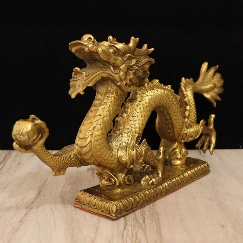 纯铜装饰中式礼品汉龙金龙工艺品办公室玄关龙摆件装饰摆件