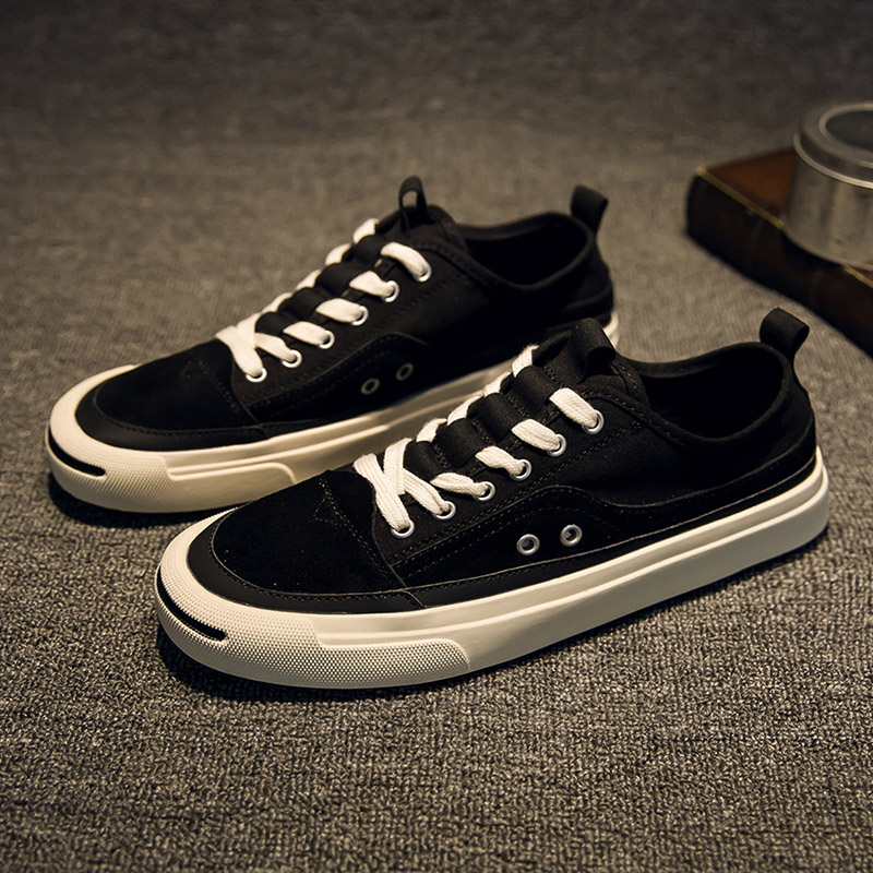 男士帆布鞋春季个性潮鞋子日系百搭男生运动鞋复古休闲板鞋小白鞋
