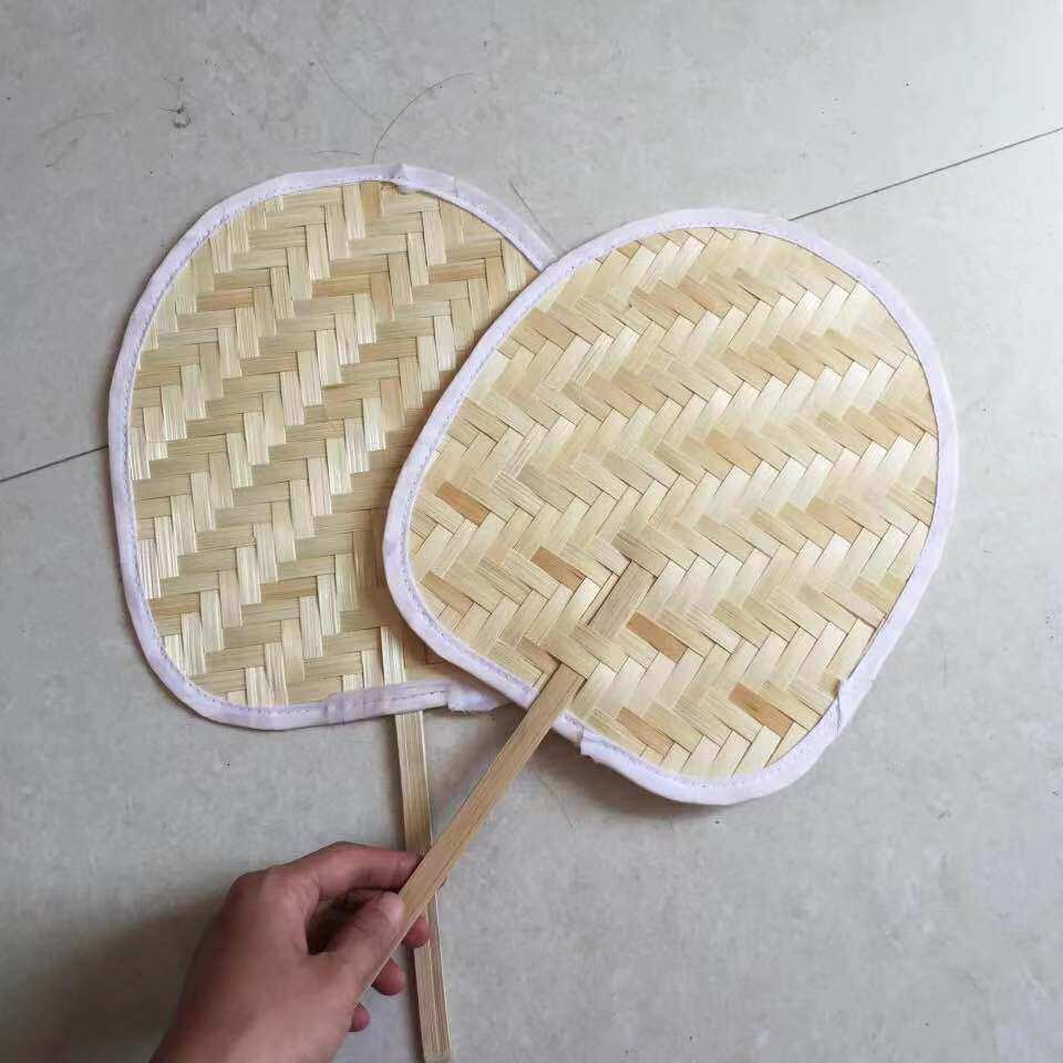 竹编空白扇子素面幼儿园diy绘画手工装饰摘桃论文文献泰国风味