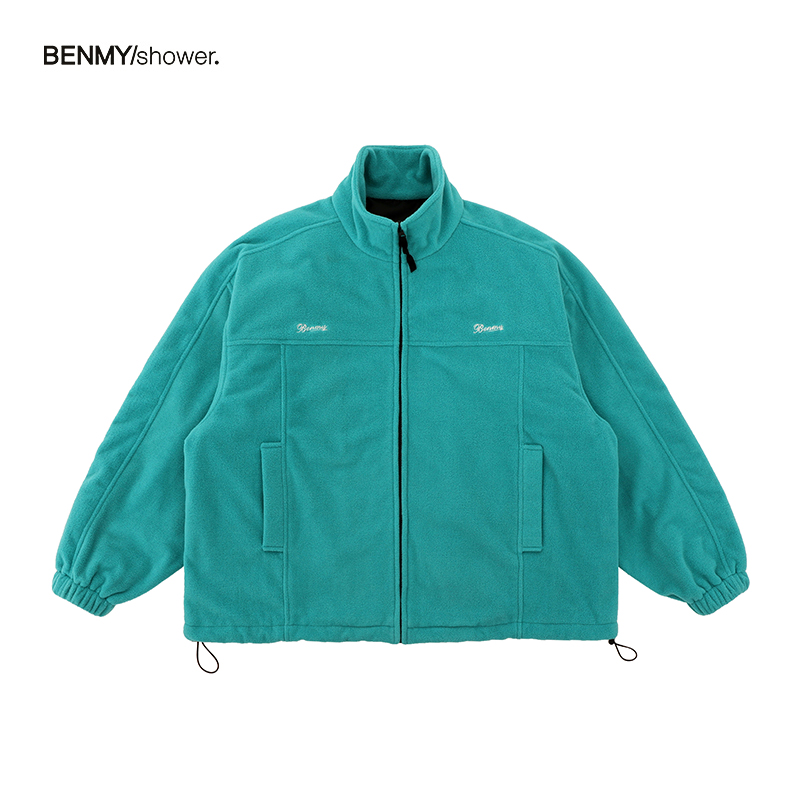 BENMYSHOWER国潮摇粒绒外套男秋冬宽松情侣潮牌立领休闲加厚夹克