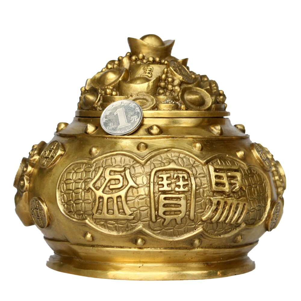 包邮大号纯铜聚宝盆摆件家居办公室装饰开业招财工艺礼品