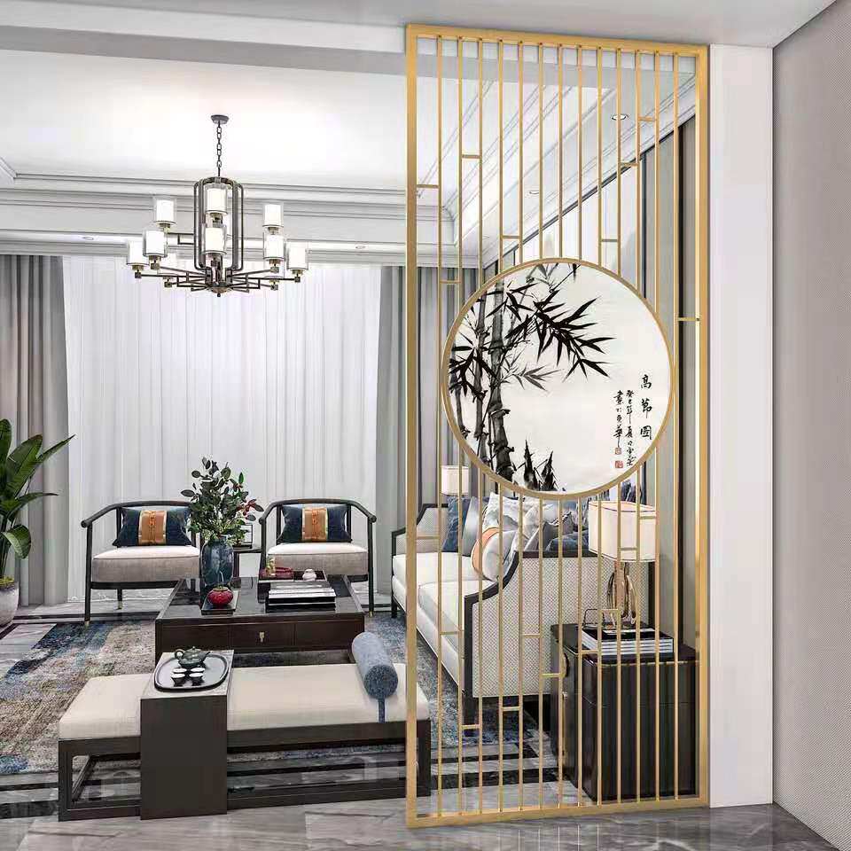 简约中式时尚屏风客厅玄关座屏雕花隔断轻奢座屏