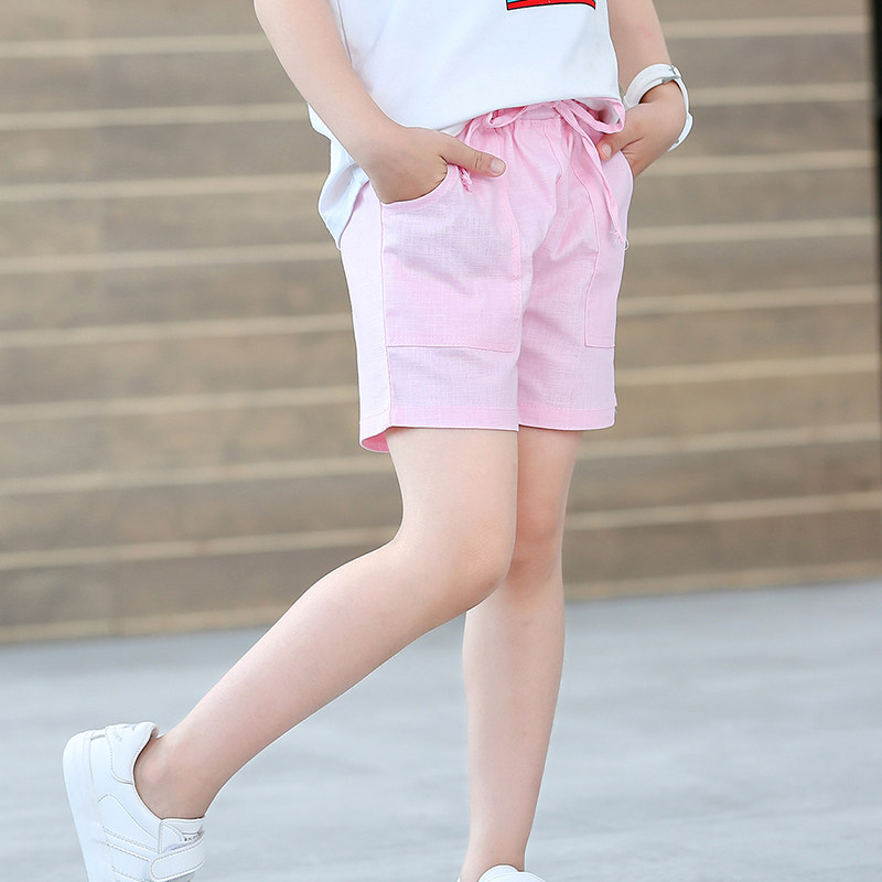 女童小童休闲五分宝宝棉麻三分女孩大中小短裤裤子