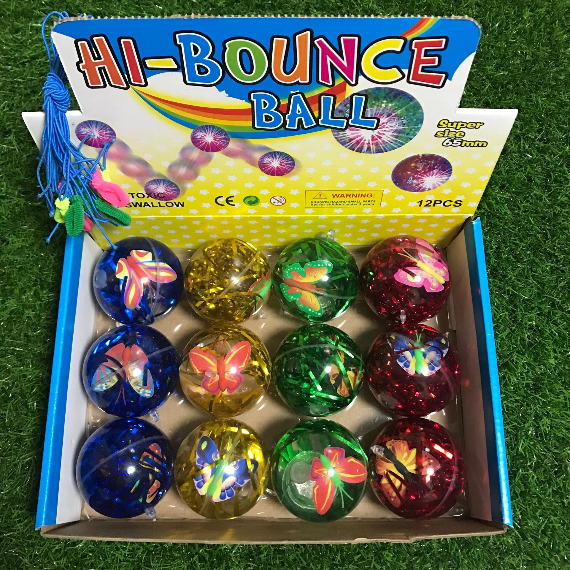 发光弹力球带闪光球弹弹球跳跳球拍拍球儿童玩具发光玩具