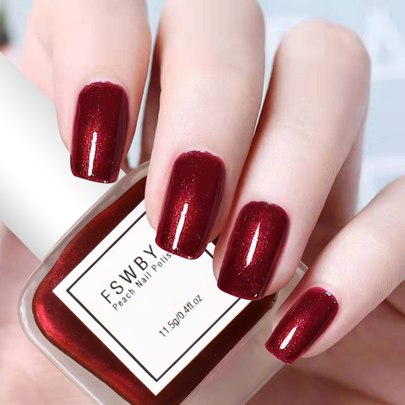 夏天脚指甲指甲油持久免烤快干不可剥酒红色显白指甲彩妆