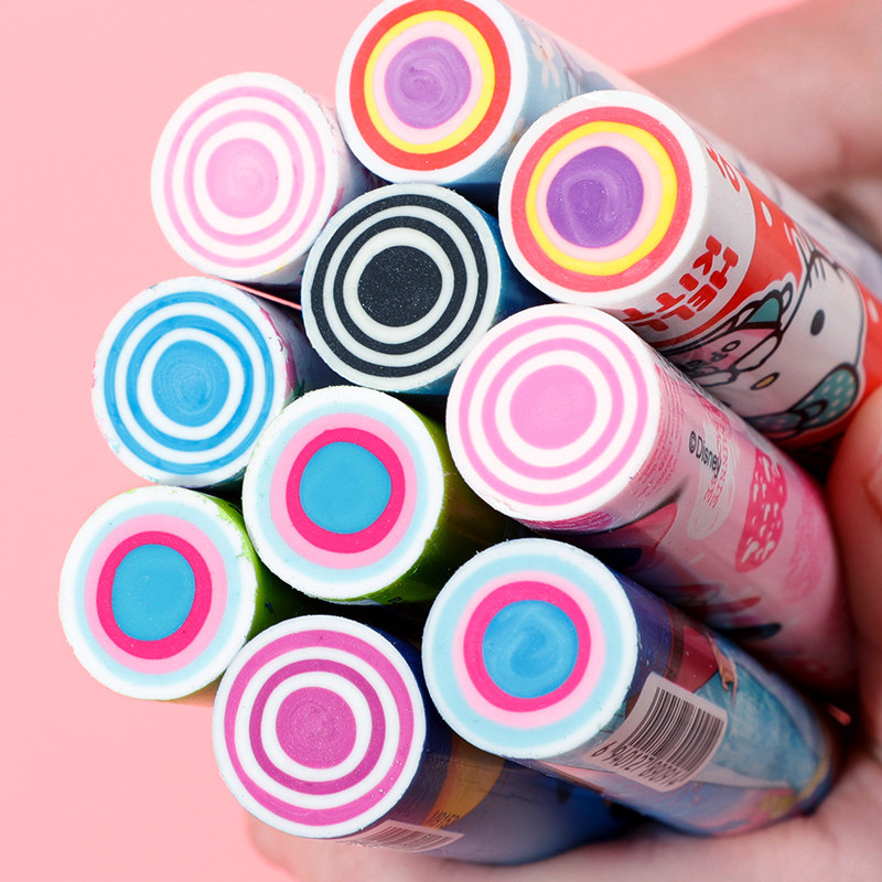 橡皮擦卡通彩虹铅笔笔式小学生学习用品七彩大号橡皮