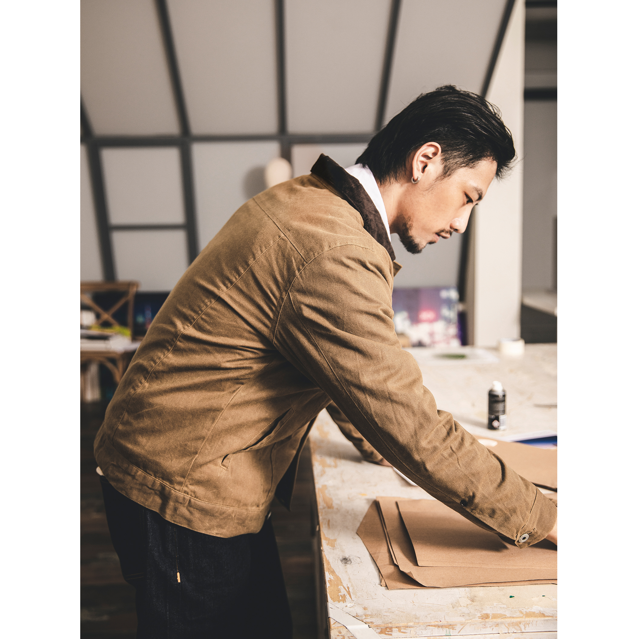 红风 美式复古TYPE3油蜡夹克灯芯绒领工装外套男秋冬款 防水面料