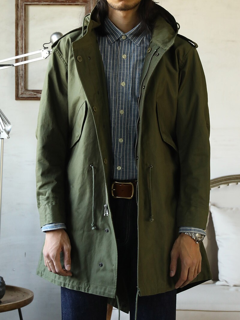 红风美式m51鱼尾风衣军事外套宽松工装中长夹克