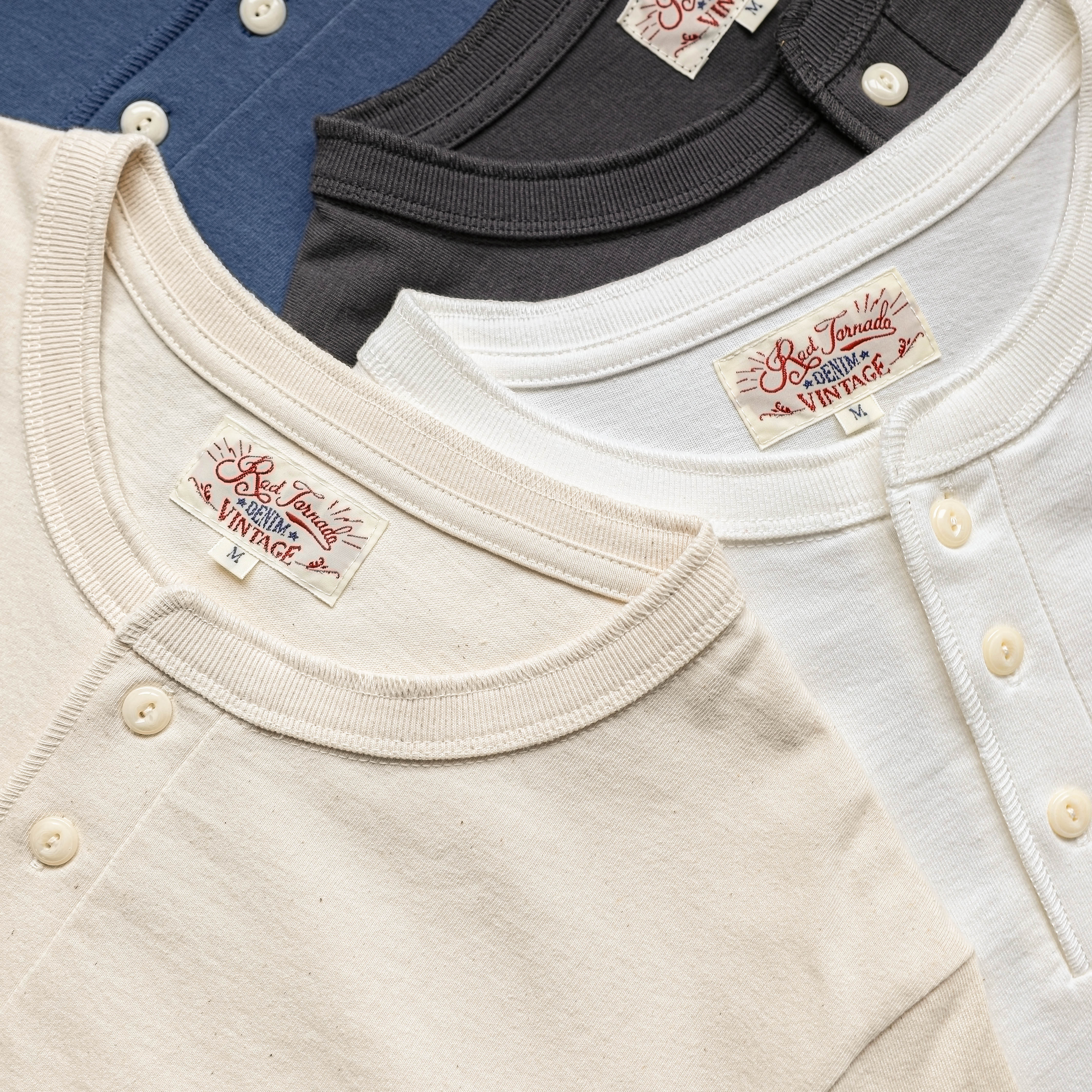 红风 复古纯色长袖亨利领T恤男春秋圆领宽松重磅纯棉情侣打底衫