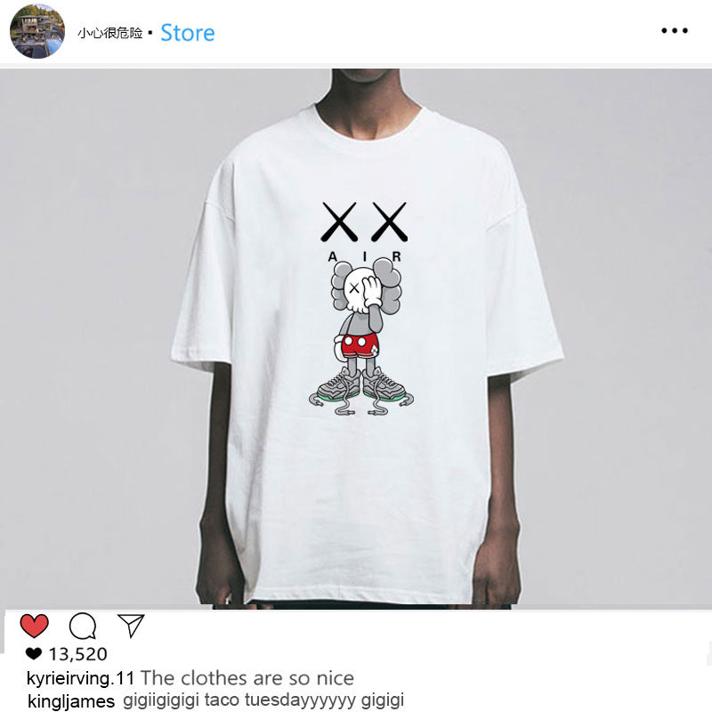 kaws宽松体恤情侣ins短袖圆领纯棉卡通同款t恤