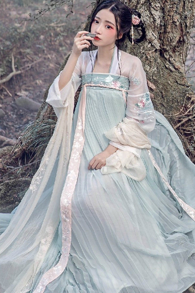 汉服女中国风红色婉娘简约唐制日常清新淡雅对襟齐胸襦裙古装秋夏