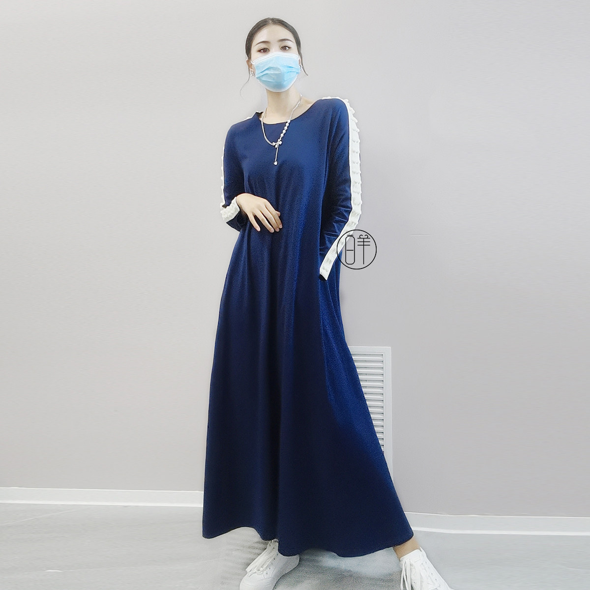 秋冬超长不露大摆连衣裙高个子女生加长衣裙大码连衣裙