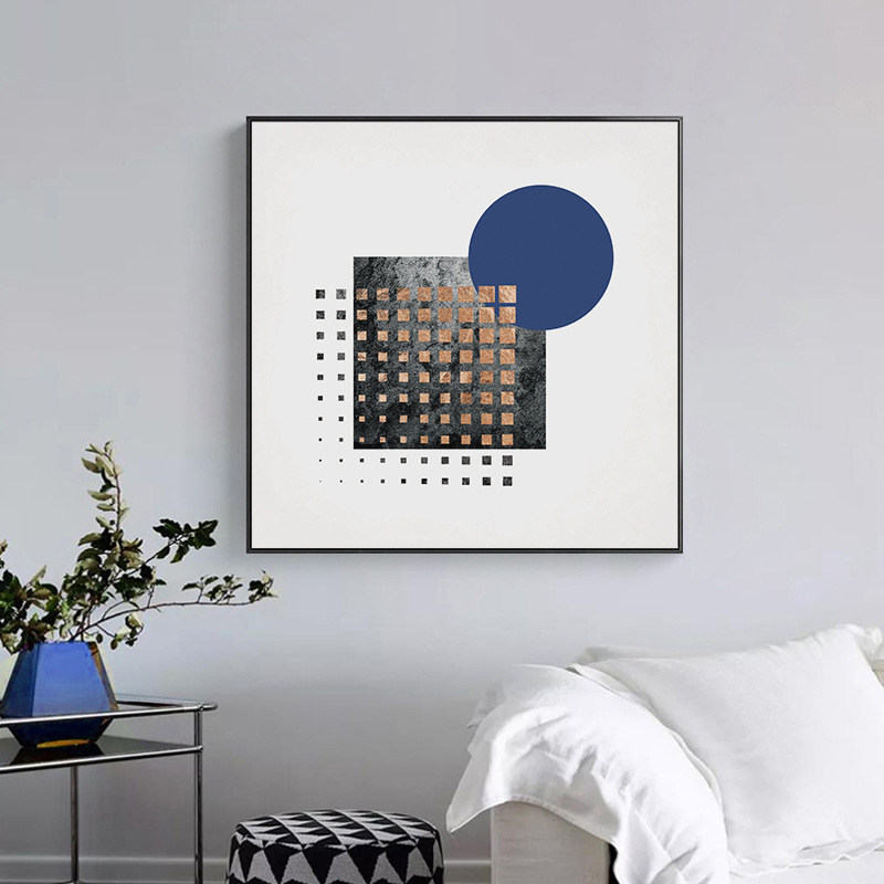 卧室壁挂几何色块正方形装饰画抽象客厅现代装饰画