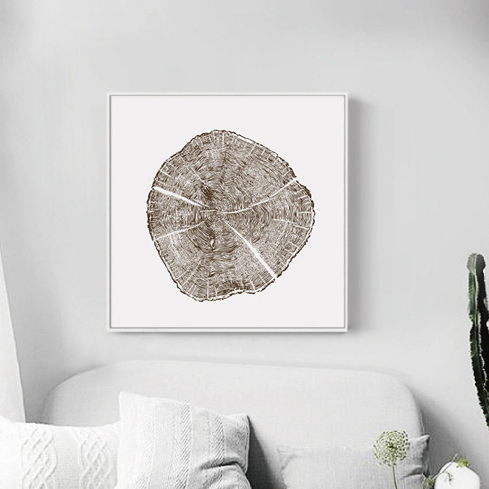 简约年轮客厅挂画装饰画方形白墙北欧壁画室内现代装饰画