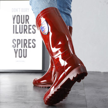 ແຫ້ງໄວທີ່ບໍ່ແມ່ນ lining waterproof high-top men's rain boots waterproof non-slip wear-resistant construction site kitchen work rain boots rubber shoe covers