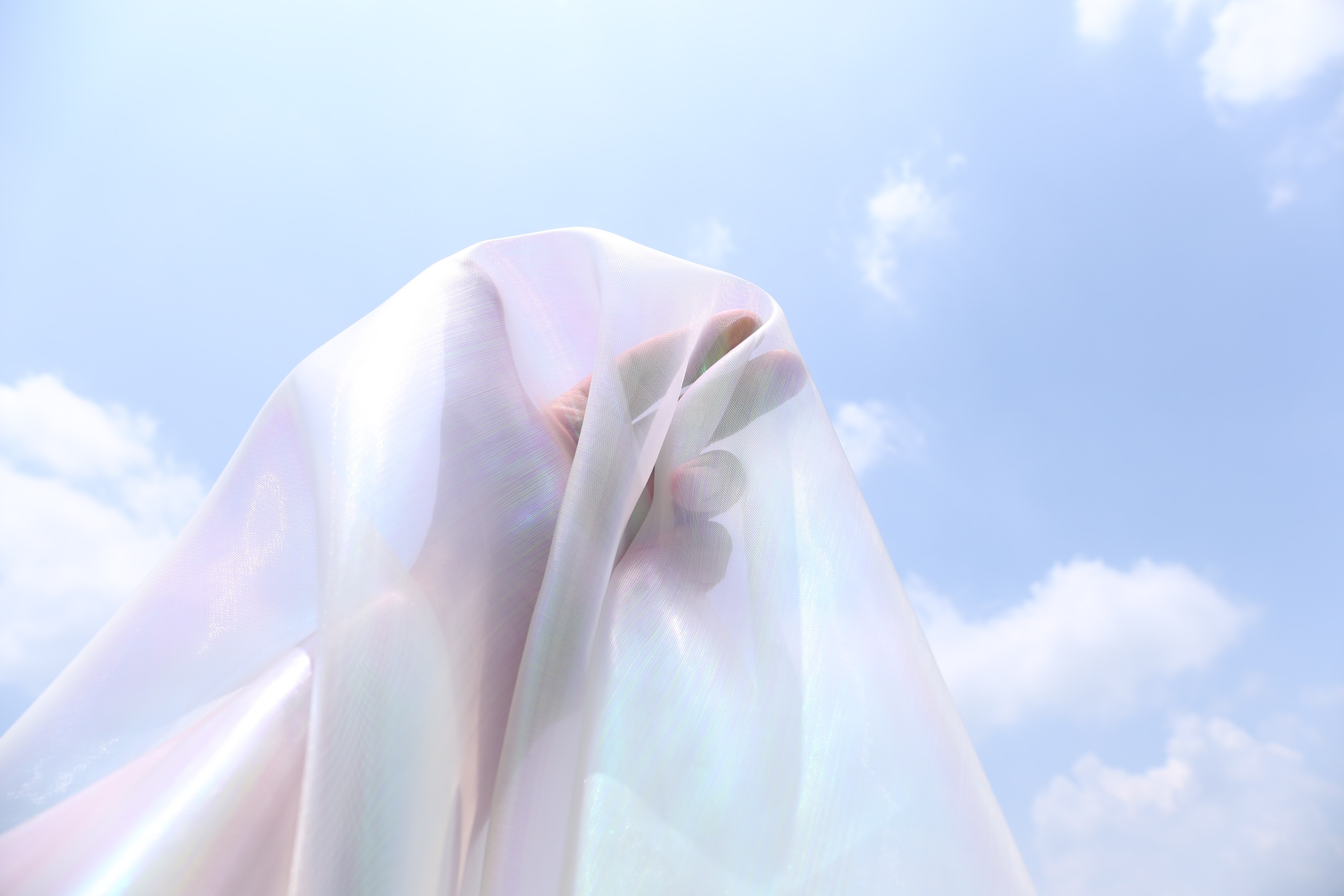 高密网纱白色幻彩欧根纱布料 仙女大袖衫背景布设计师diy创意面料