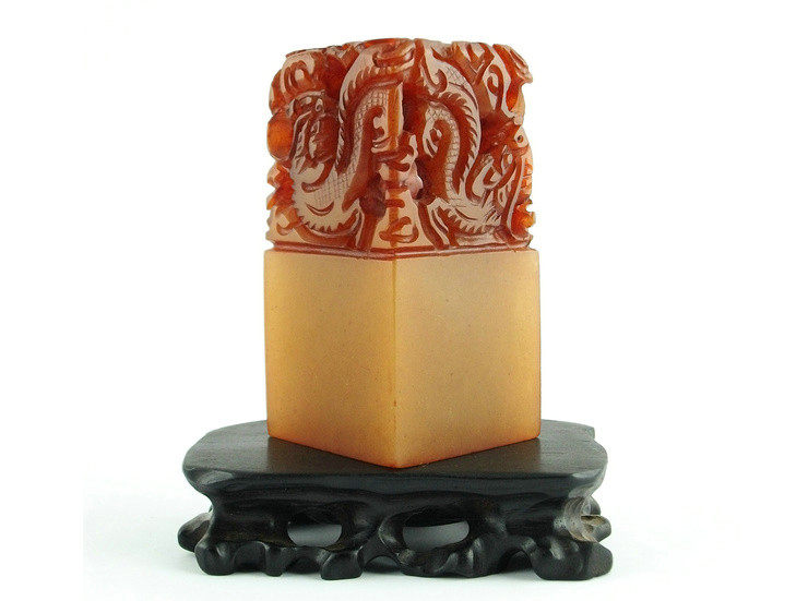 篆刻印章石料名字印章篆刻张印章手工篆刻仿古寿山石3公分五龙书画