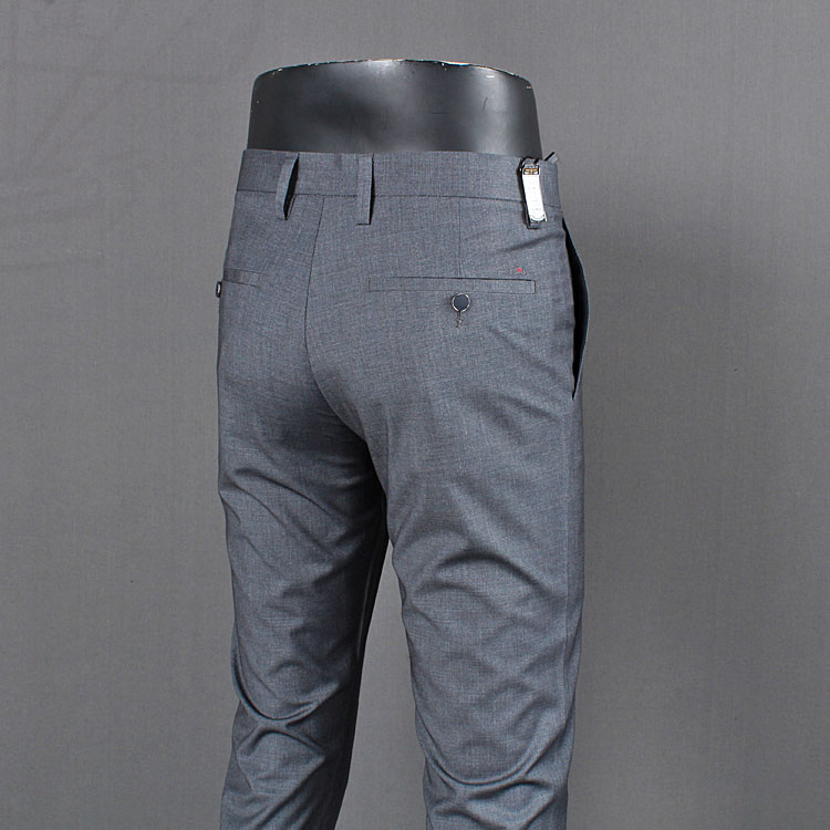 外贸尾单灰色休闲裤男士春夏季时尚修身商务上班免烫薄小直筒西裤