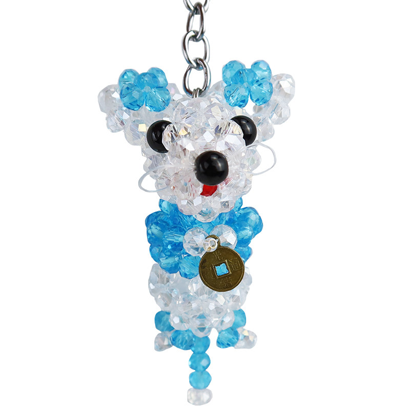 手工编织成品水晶串珠老鼠挂件儿童小玩玩具仿真