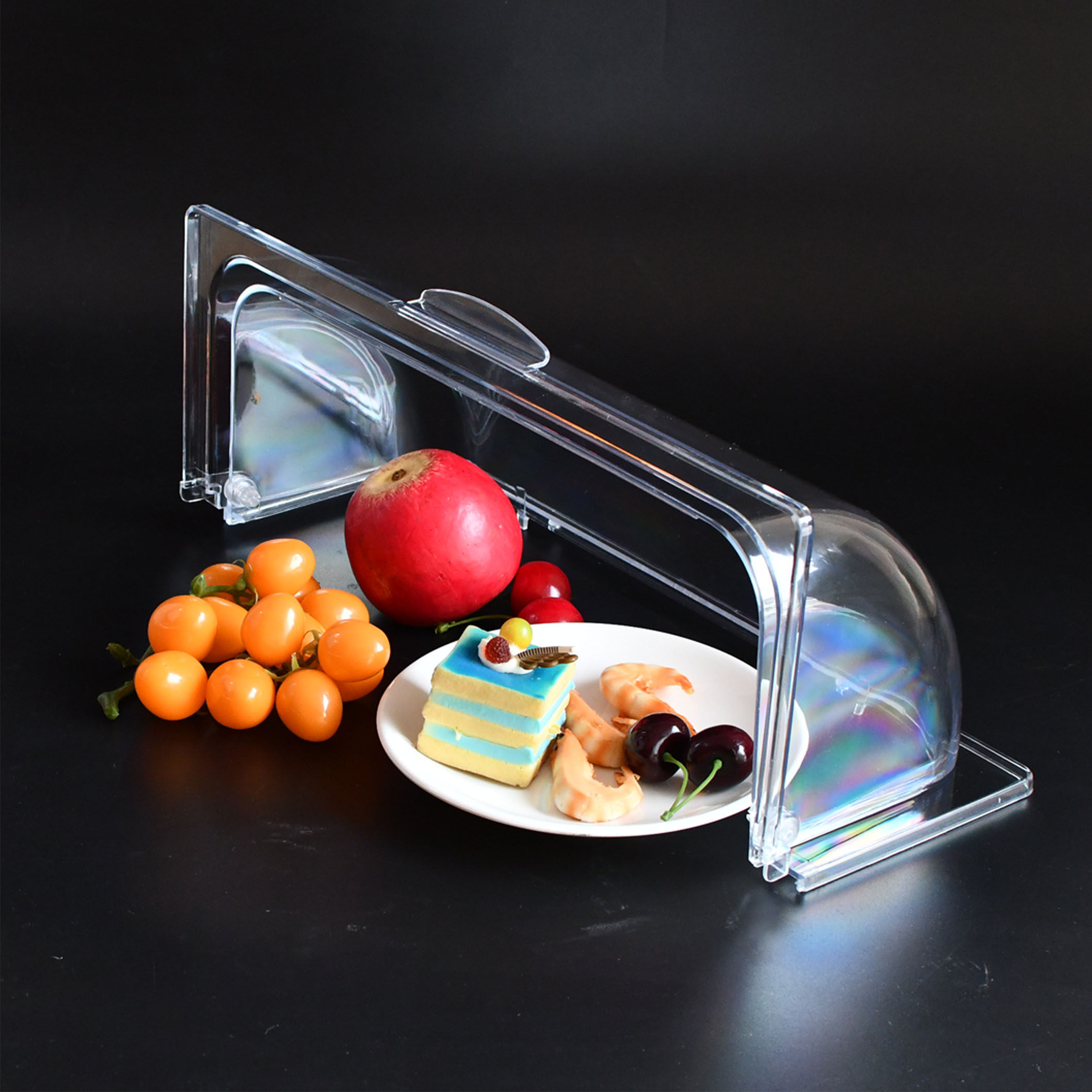 透明食品保鲜盖子长方形翻盖面包防尘塑料pc保鲜盖