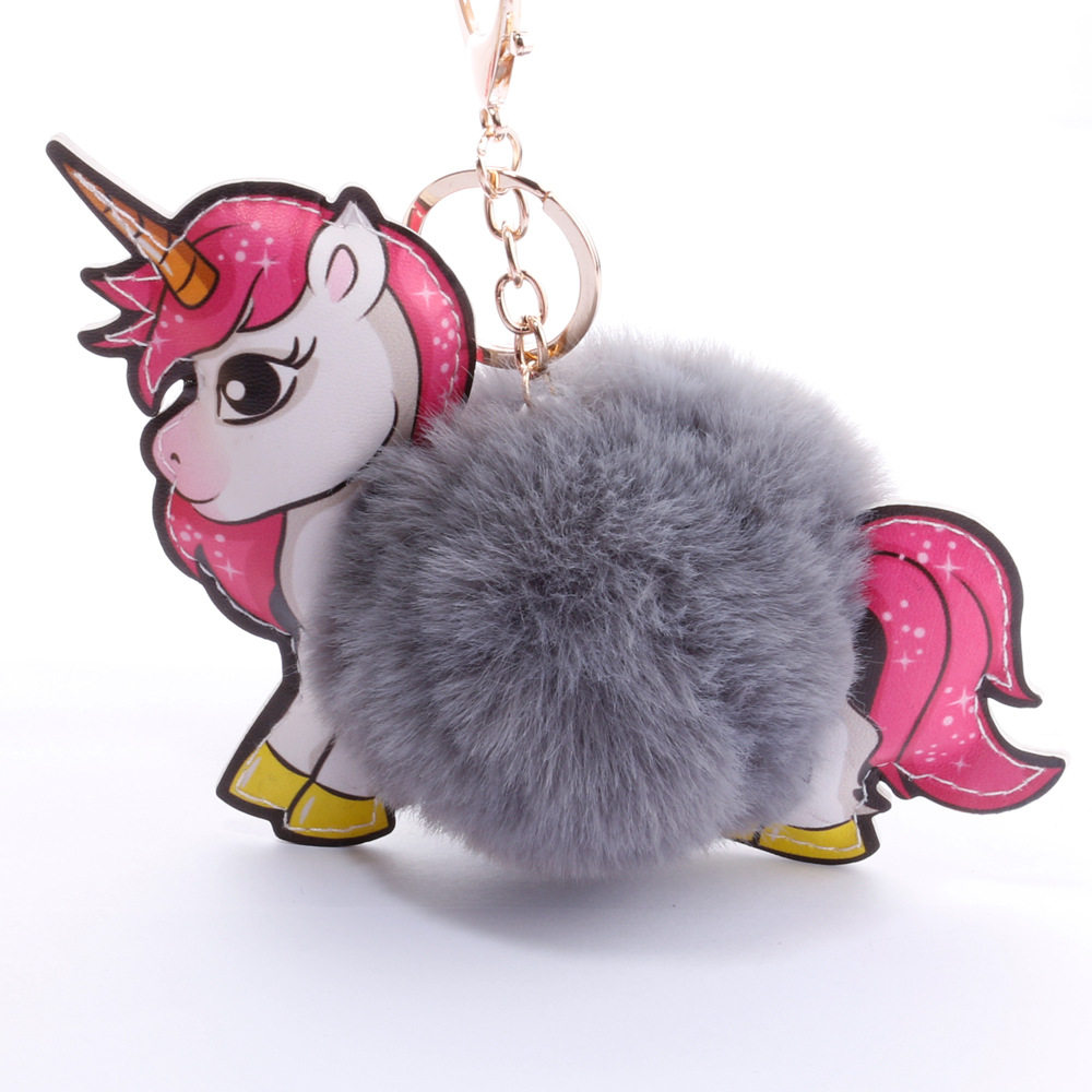 创意时尚尚包包少女小马挂件可爱pu皮革独角兽钥匙扣