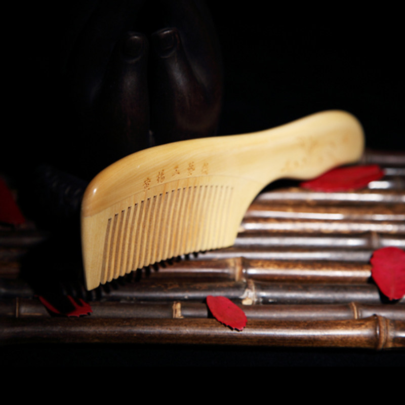 白象常州梳篦天然野生黄杨木梳子拼接镶嵌有柄直发长发大号刻字