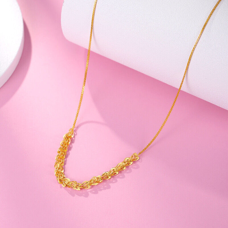百寻珠宝18k金凤尾凤尾项链女士个性锁骨黄金项链
