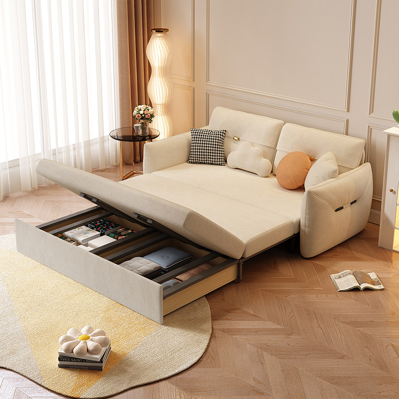 科技可折叠抽拉坐卧双人客厅户型小户两用布轻奢沙发床