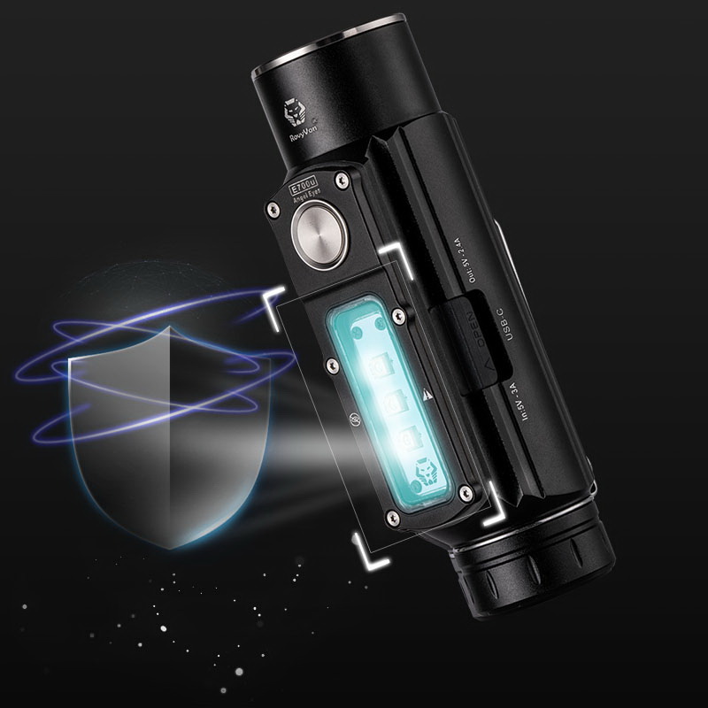 RovyVon锐孚 E700U 2800流明多功能强光手电筒户外充电宝UV消毒灯